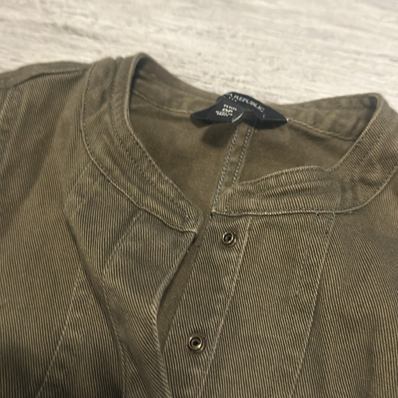 Banana Republic Shirt Dress Womens Olive Green 3/4 Sleeve Belted Army Style Sz 0 - Picture 5 of 6